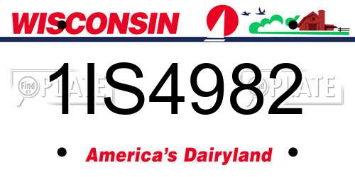 1IS4982 Wisconsin License Plate