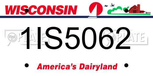 1IS5062 Wisconsin License Plate