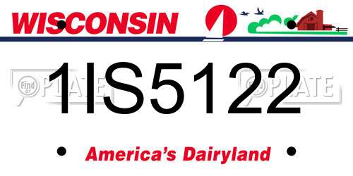 1IS5122 Wisconsin License Plate