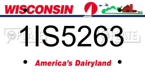 1IS5263 Wisconsin License Plate