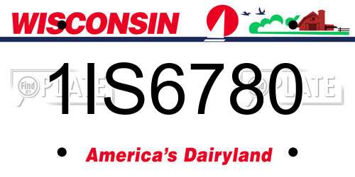 1IS6780 Wisconsin License Plate