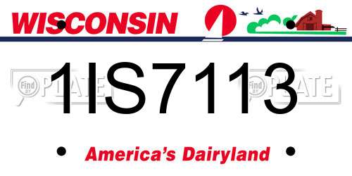 1IS7113 Wisconsin License Plate
