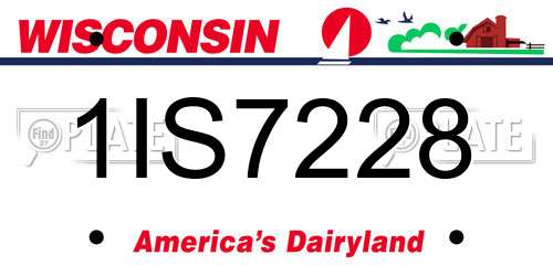 1IS7228 Wisconsin License Plate