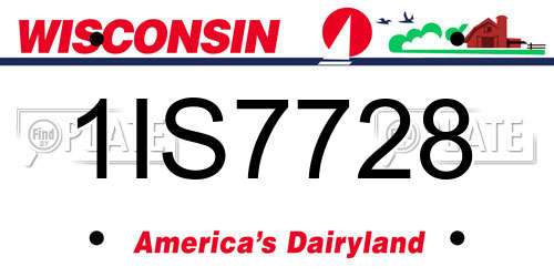 1IS7728 Wisconsin License Plate