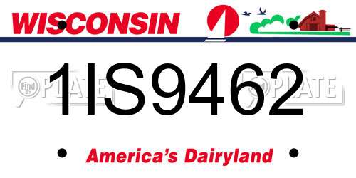 1IS9462 Wisconsin License Plate