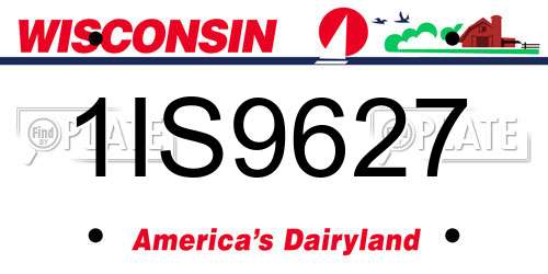 1IS9627 Wisconsin License Plate