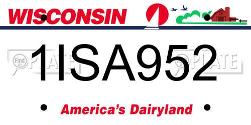 1ISA952 Wisconsin License Plate