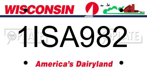 1ISA982 Wisconsin License Plate