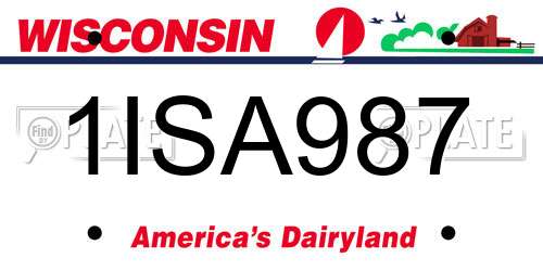 1ISA987 Wisconsin License Plate