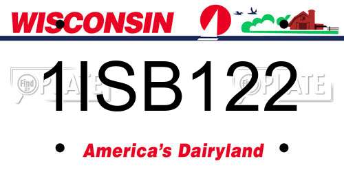 1ISB122 Wisconsin License Plate
