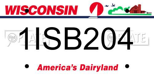 1ISB204 Wisconsin License Plate