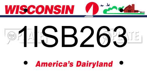 1ISB263 Wisconsin License Plate