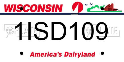 1ISD109 Wisconsin License Plate