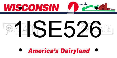 1ISE526 Wisconsin License Plate
