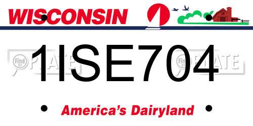 1ISE704 Wisconsin License Plate
