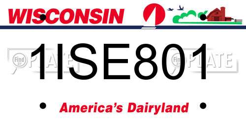1ISE801 Wisconsin License Plate