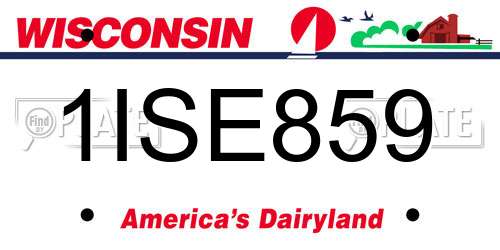 1ISE859 Wisconsin License Plate