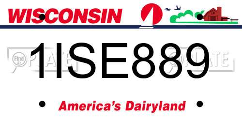 1ISE889 Wisconsin License Plate
