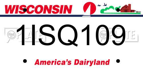1ISQ109 Wisconsin License Plate