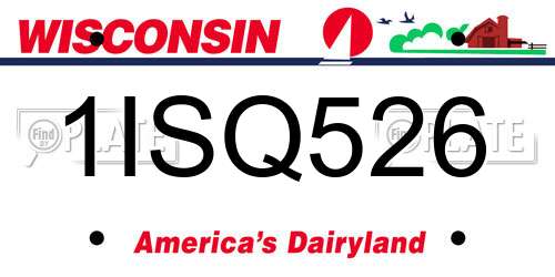 1ISQ526 Wisconsin License Plate