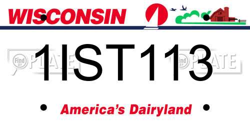 1IST113 Wisconsin License Plate