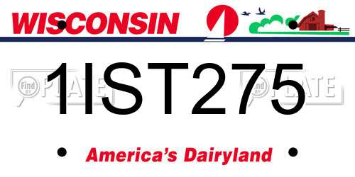 1IST275 Wisconsin License Plate