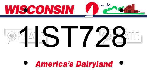 1IST728 Wisconsin License Plate