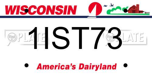 1IST73 Wisconsin License Plate