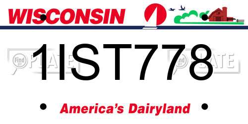 1IST778 Wisconsin License Plate
