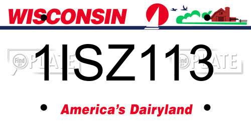 1ISZ113 Wisconsin License Plate