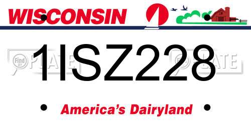 1ISZ228 Wisconsin License Plate