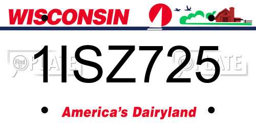 1ISZ725 Wisconsin License Plate