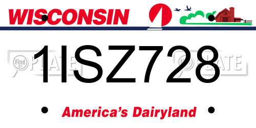 1ISZ728 Wisconsin License Plate