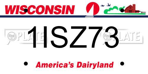 1ISZ73 Wisconsin License Plate