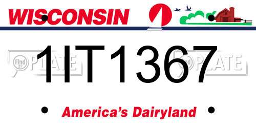 1IT1367 Wisconsin License Plate