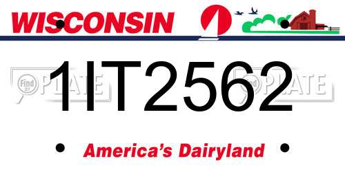 1IT2562 Wisconsin License Plate