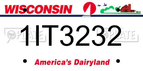 1IT3232 Wisconsin License Plate