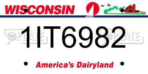 1IT6982 Wisconsin License Plate