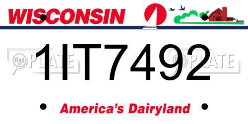 1IT7492 Wisconsin License Plate