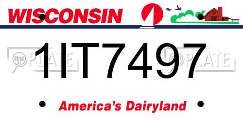 1IT7497 Wisconsin License Plate