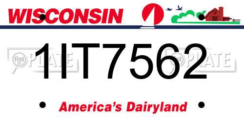 1IT7562 Wisconsin License Plate