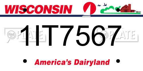 1IT7567 Wisconsin License Plate