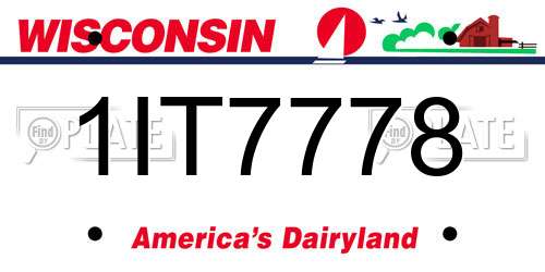 1IT7778 Wisconsin License Plate