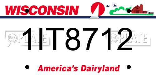 1IT8712 Wisconsin License Plate