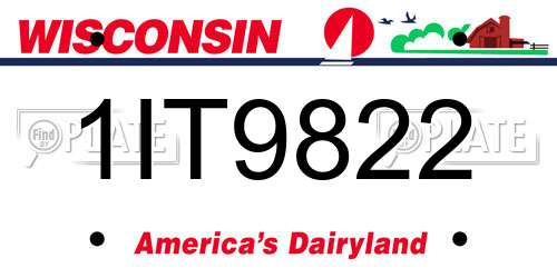 1IT9822 Wisconsin License Plate