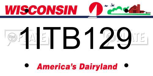 1ITB129 Wisconsin License Plate