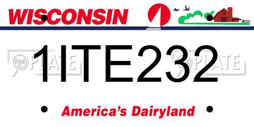1ITE232 Wisconsin License Plate