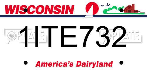 1ITE732 Wisconsin License Plate