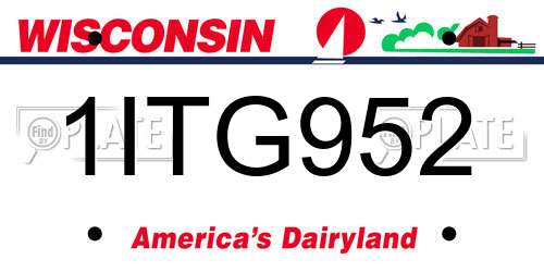 1ITG952 Wisconsin License Plate