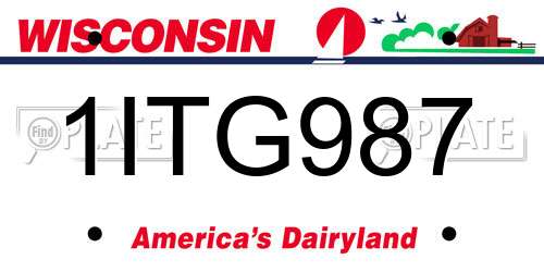 1ITG987 Wisconsin License Plate